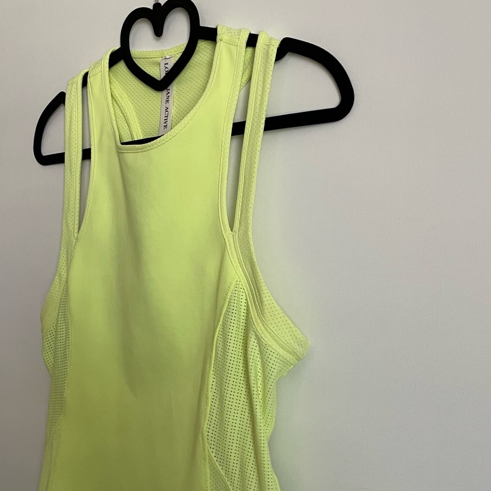 Lorna Jane Fluorescent Yellow Racerback Athletic Tank Top Size L - Picture 7 of 13